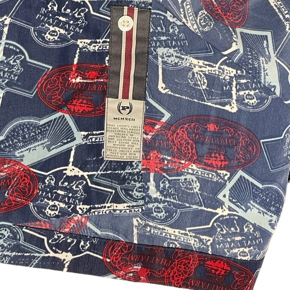 Phat Farm Men’s Blue XL Short Sleeve Shirt All Over Logo Print in EUC - Picture 7 of 10